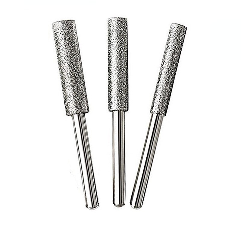 Affûteuse de scie à chaîne, 3 pièces, fraise cylindrique revêtue de diamant 4-5.5mm, affûtage de sculpture, outils de meulage: 3pcs 3x4mm / Sliver
