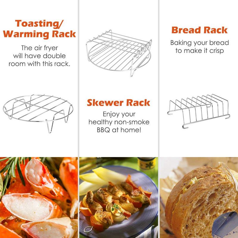 Frityrgryte tilbehør 8 tommer til 5.8 qt xl frityrgryte , 9 stykker til gowise phillips og cosyna luftfryser, pass 4.2 qt til 5.8 qt,