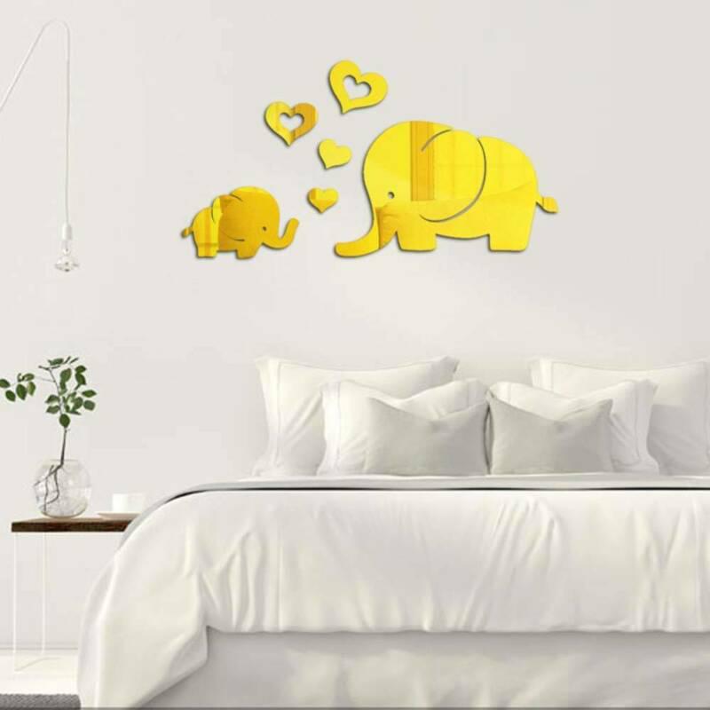 Spejl klistermærke kærlighed hjerte elefant selvklæbende kunst værelse dekorative væg boligindretning væg klistermærker