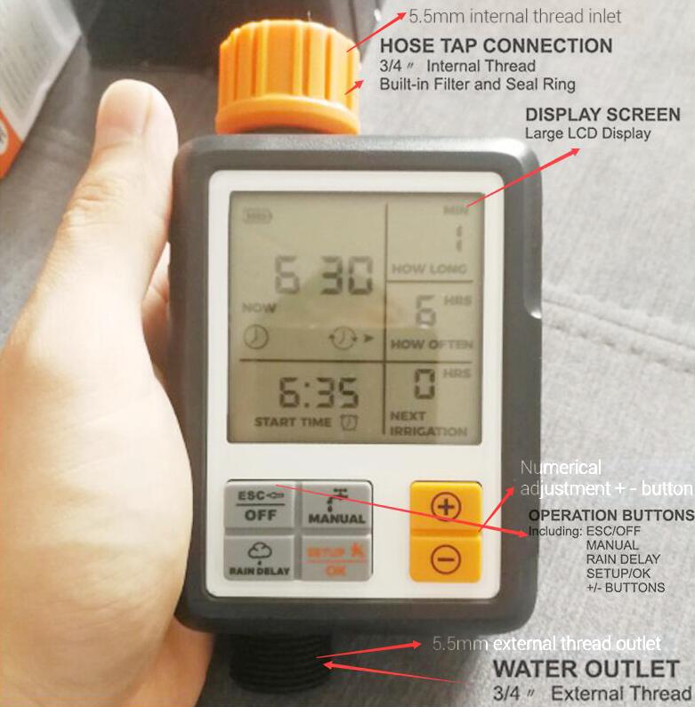 Automatisk lcd-skærm elektronisk vand timer sprinkler controller udendørs have timer automatisk vanding enhed vanding værktøj