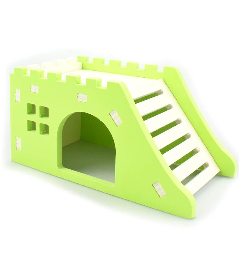 Huisdier Egel Kasteel Speelgoed Huisdier Huis Bekijken Dek Ladder Huisdier Producten 1 Pc Hamster Huis Hamster Nest Houten: green