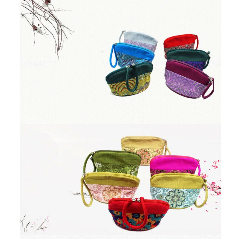 Women Embroidery Silk Bag Vintage Style Messenger Bag Chinese Style Handbag Purse Bag