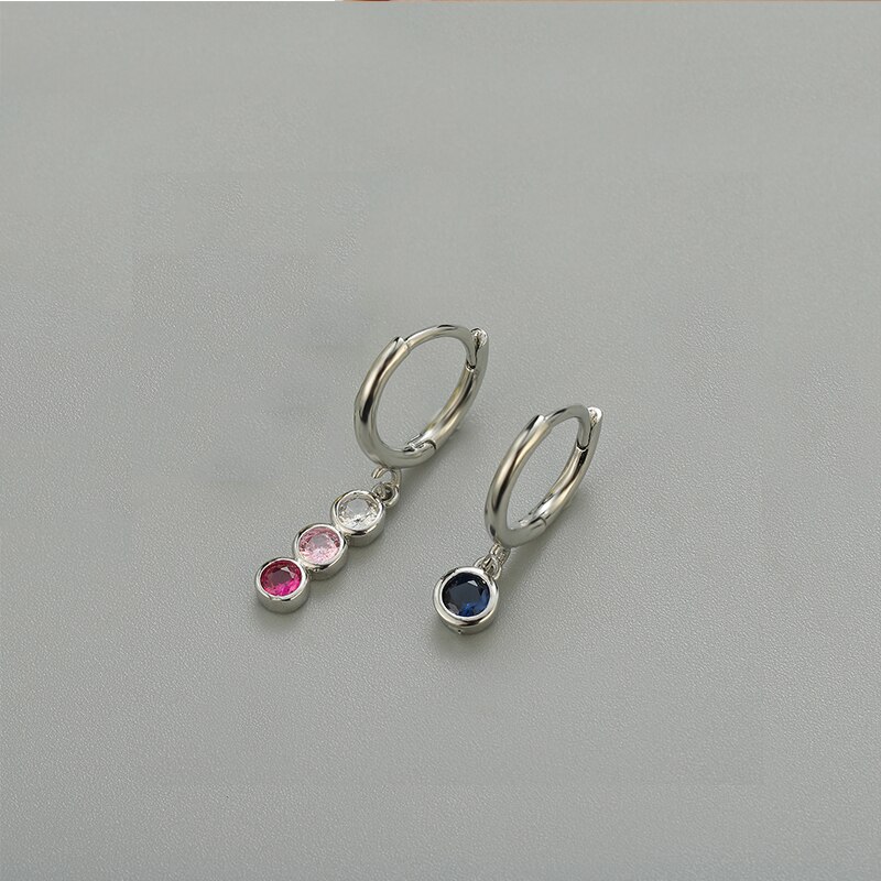 Sipengjel Regenboog Zirkoon Hanger Kleine Hoepel Oorbellen Gothic Zoete Asymmetrie Dangle Oorbellen Voor Vrouwen Sieraden Party: Default Title