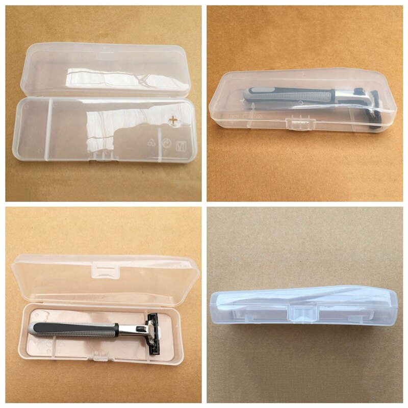 1 Pcs Double Edge Razor Opbergdoos Mannen Scheerapparaat Case Scheermes Accessoires Transparante Scheermes Houder Opslag Reizen Plastic Case