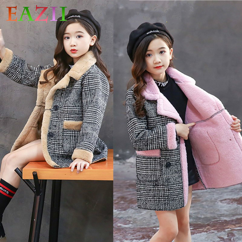 freundlicher Plaid Wolle Mantel Winter freundlicher Mädchen Mantel Wolle Mantel für Mädchen Jugendliche Kleinkind Lange Jacke lässig Warme Oberbekleidung