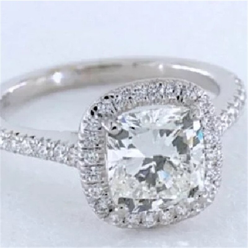 Dames Verzilverd Ringen Voor Vrouwelijke Vierkante Volledige Crystal Vinger Ring Vrouwen Sieraden Vrouwen Accessoires Grote Ringen Voor Vrouwen Ringen