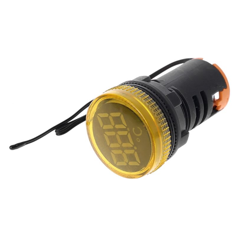 22mm AC 50-380V Thermometer Indicator Light LED Digital Display Temperature Measuring Induction Ranging -20-119℃: Yellow