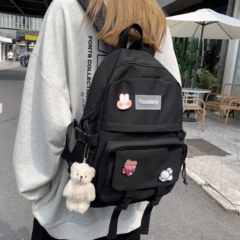 Femminile Rosa Carino Zaino Donne di Scuola di Nylon Impermeabile Zaini per Ragazzi di Grande Capacità Zainetto Harajuku 2020 Nuovo Bookbags