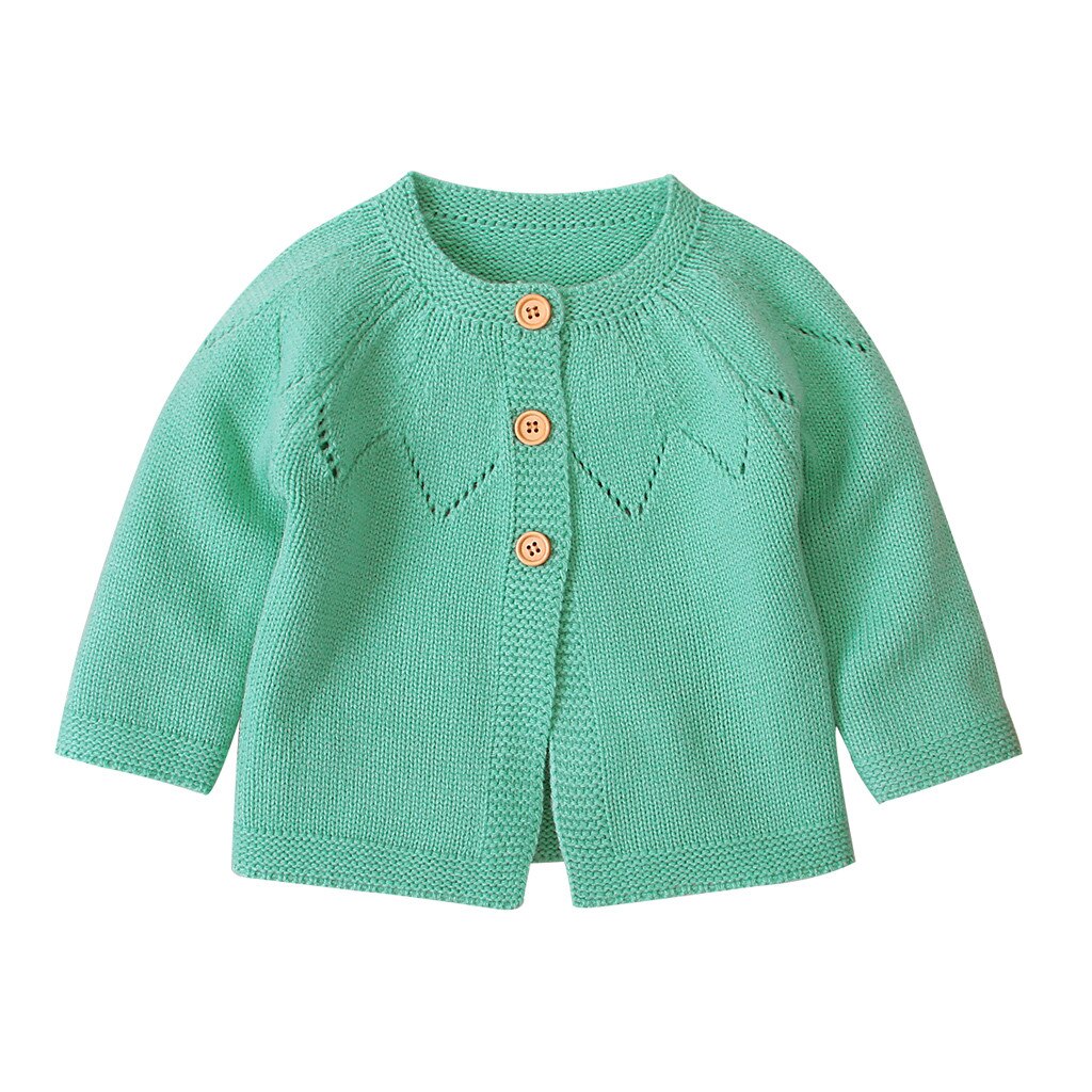 ARLONEET vêtements bébé garçons filles Cardigan Crochet pull printemps automne à manches longues tricot pull manteau: Green / 18M