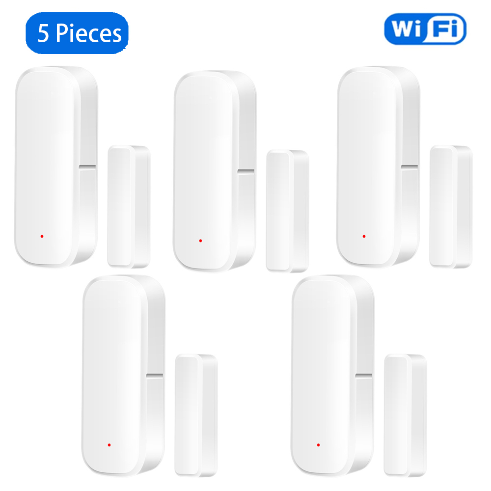 Tuya WiFi Raamdeursensor Draadloze deurdetector Alarmen Smart Life APP Afstandsbediening Werk met Alexa Google Home Smart Home: Black