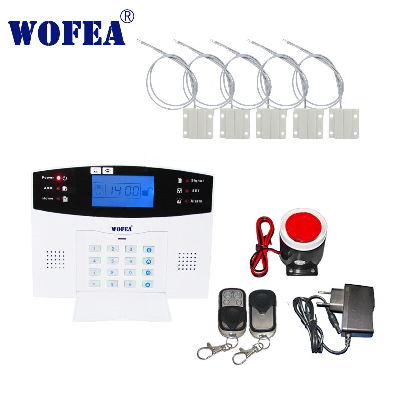 wofea LCD display wired bruglar GSM alarm system home security intercom wired door sensor: Default Title