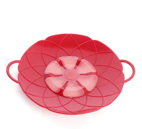 Silicone lid Spill Stopper Cover For Pot Pan Kitchen Accessories Cooking Tools Flower Cookware Kitchen Gadgets: Red