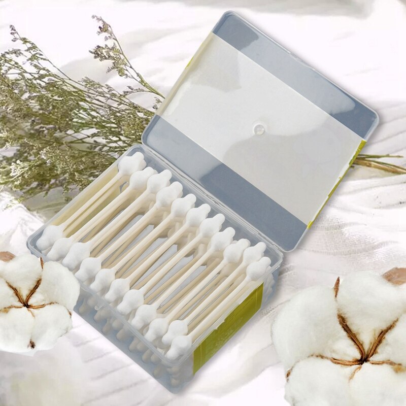 Caixa para fones de algodão de segurança de bebês com ca. 55 peças