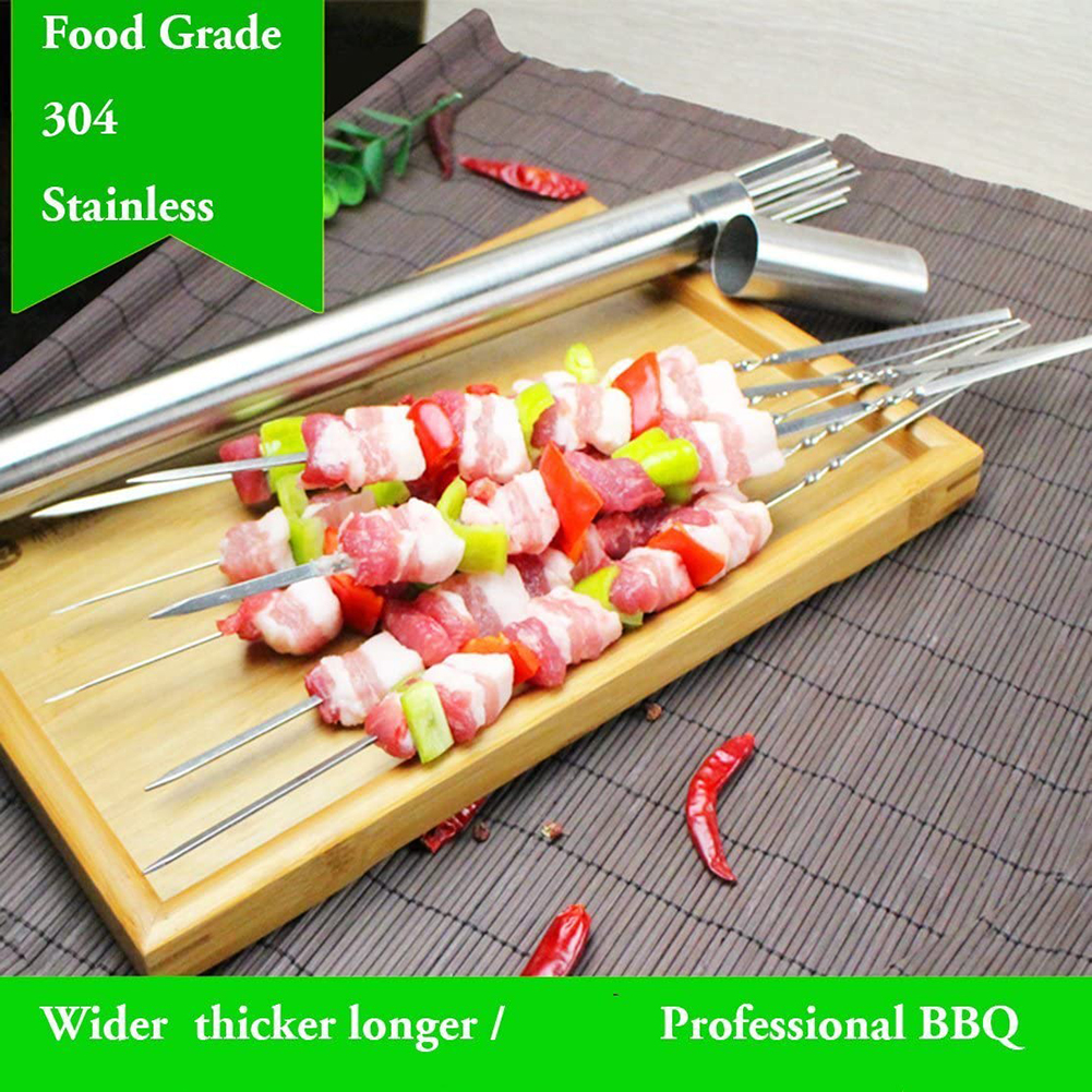 Palitos de barbacoa de acero inoxidable, pincho para acampar, Picnic, carne, Kebab, agujas para barbacoa, soportes de comida, brochetas de , 30 piezas