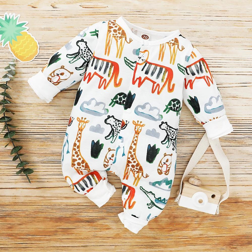 PatPat Baby Animal Allover Jumpsuits for Long-Sleeve Baby Toddler Boy One Pieces Jumpsuits Baby Clothes