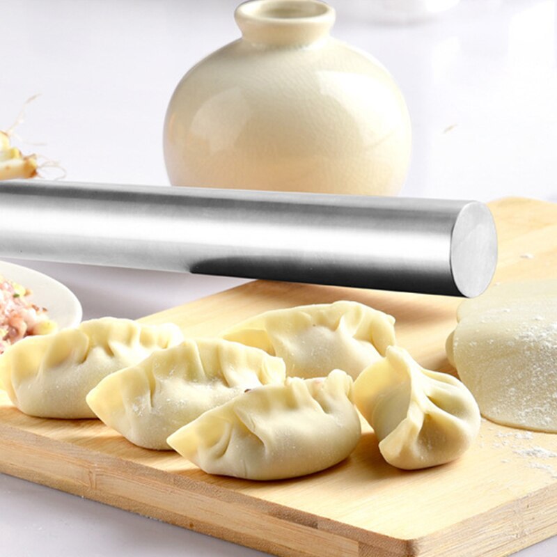 Stainless Steel Rolling Pin Dough Roller Dumpling Wrapper Kitchen Non-stick Baking Accessories Tool Pizza Noodle Cookie Making
