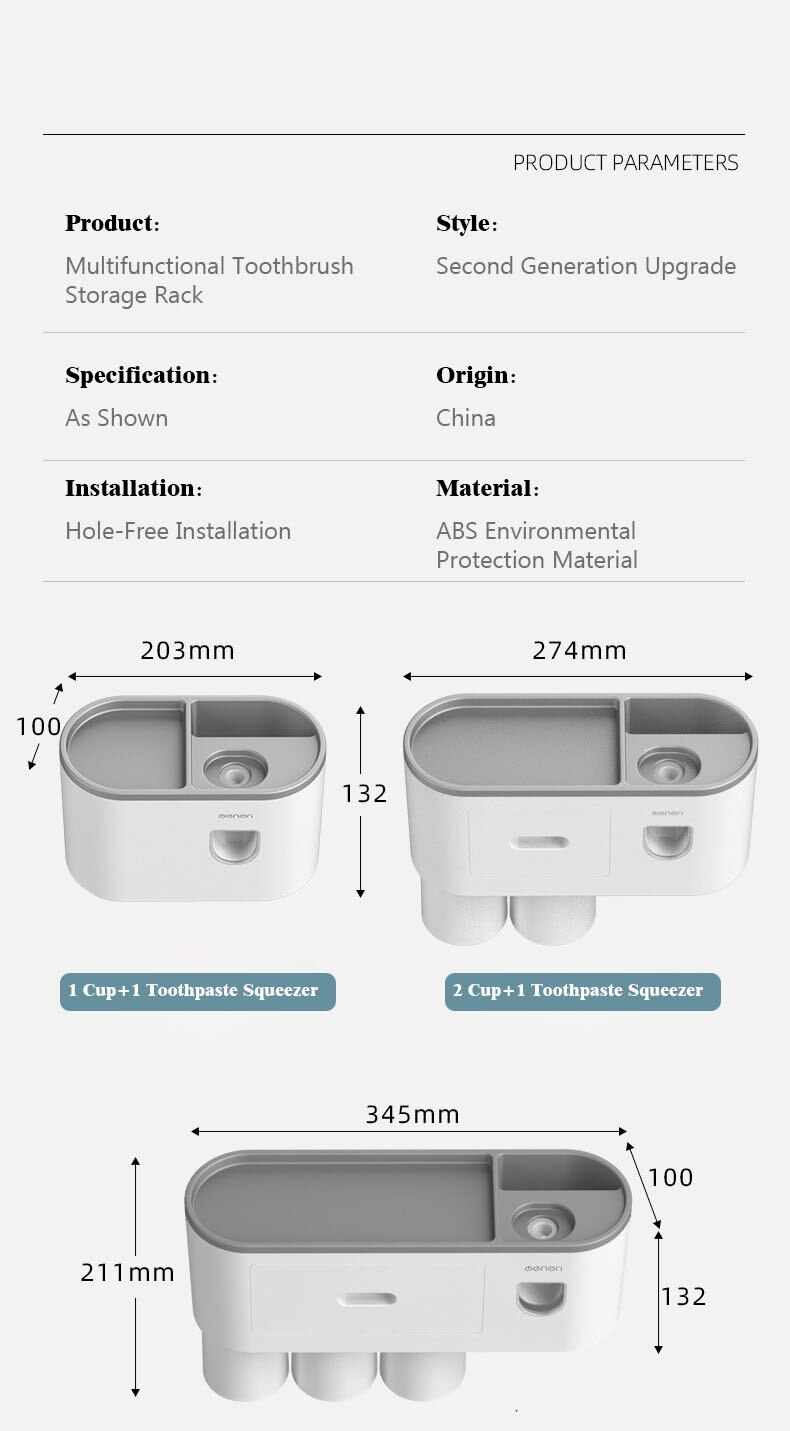 Tandbørsteholder til badeværelse og toilet væg tandpasta dispenser arrangør tilbehør hjemme plasthylde badeværelsesartikler