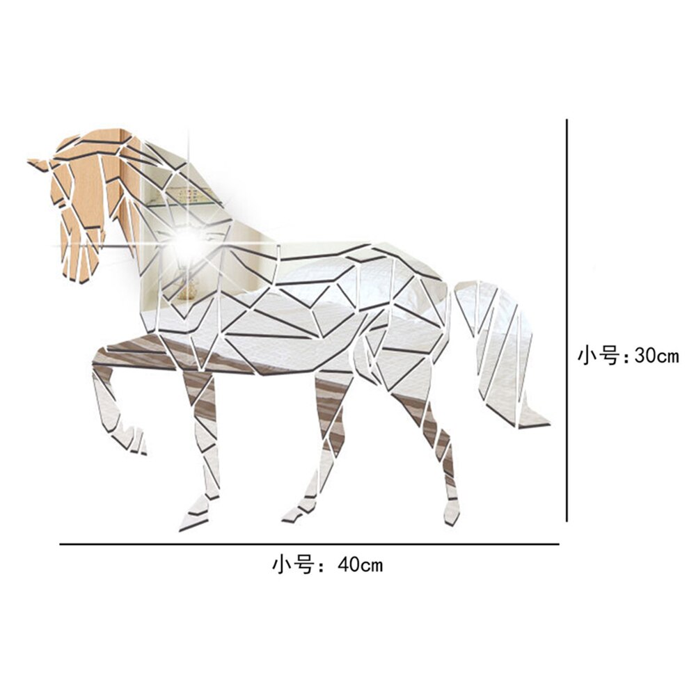 Pegatinas acrílicas en forma de caballo para espejo de pared, decoración para sala de estar, dormitorio, accesorios de decoración del hogar