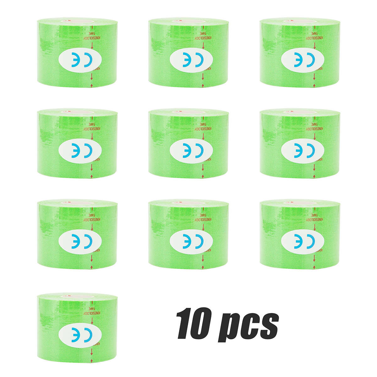 1/6/10 Pcs jasnozielony bandaż mięśni sport bawełna elastyczny klej taśma obrażeń kolana ból mięśni ulga: 10 Pcs / 10cmX500cm
