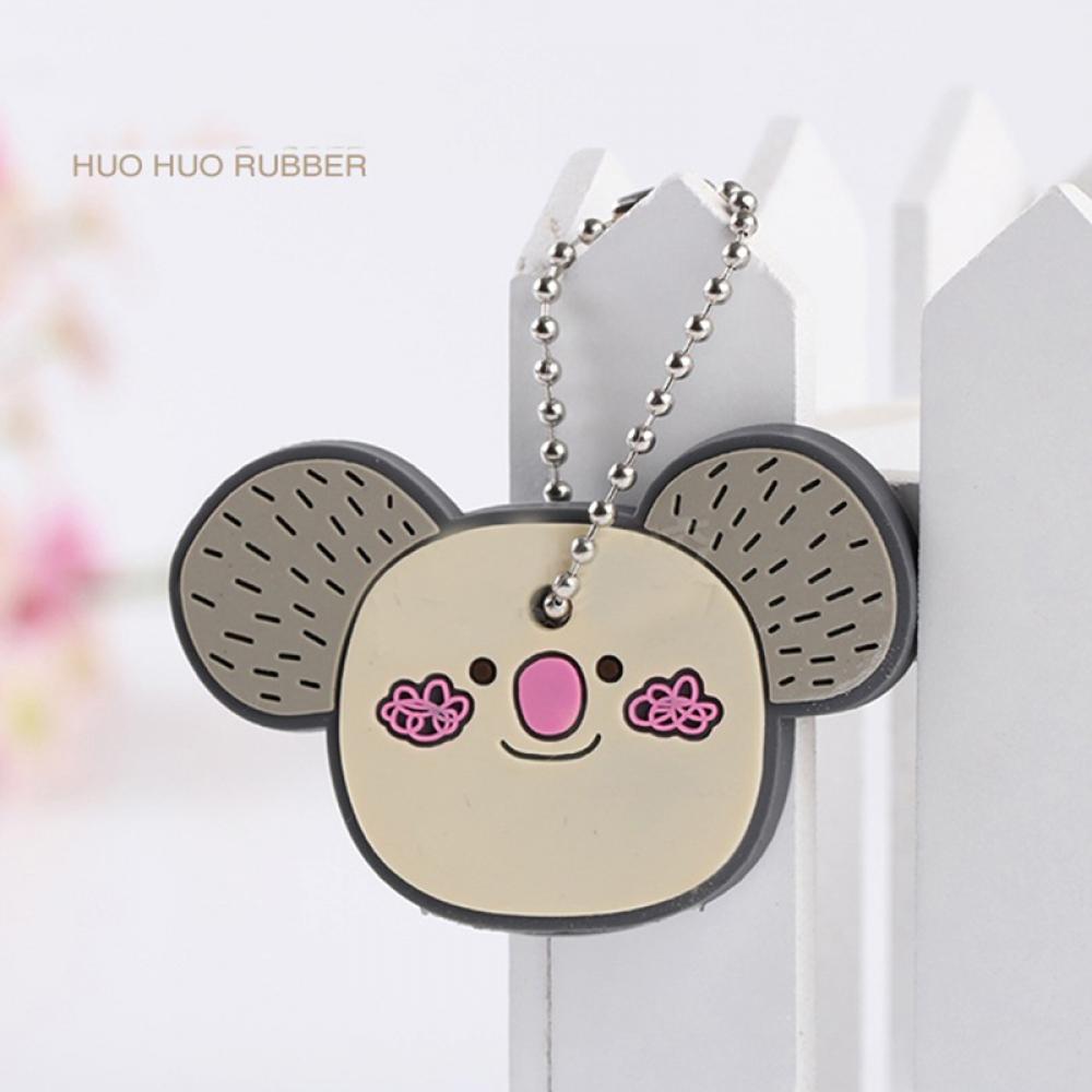 Cute Animal Soft Key Top Head Cover Chains Cap Keyring Phone Strap DIY Key Wallet: E