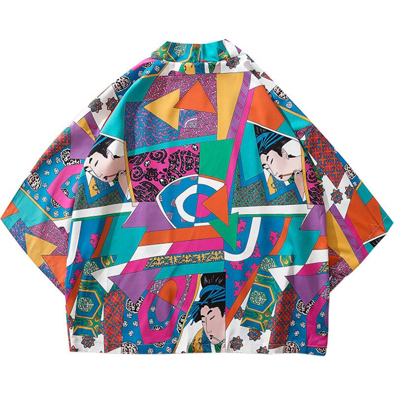 Japanese Ukiyoe Kimono Jackets Mens Harajuku Streetwear Jacket Coat Spring Summer Hip Hop Thin Gown Japan Style Hipster Yukata: XXL