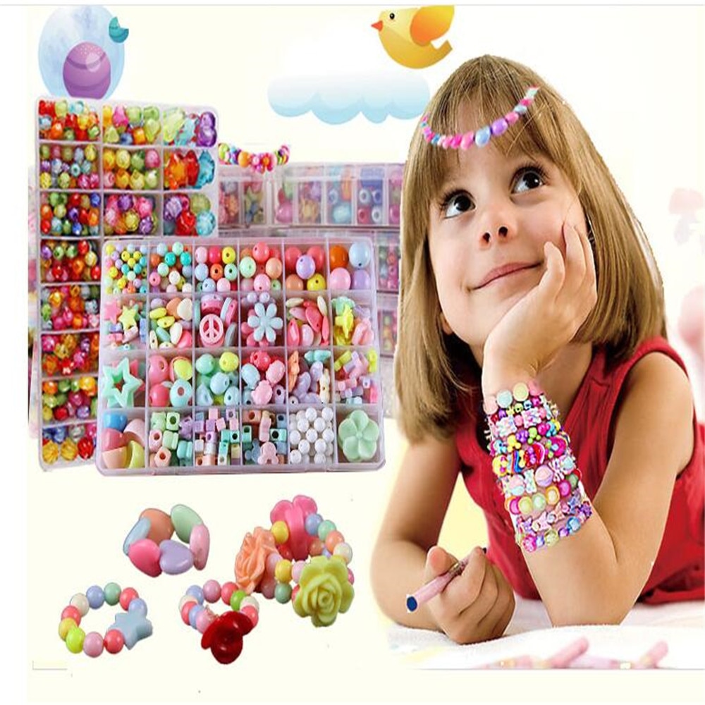 Beste Gemengde Kleur 400 STKS DIY Acryl Kralen set Accessoires voor Ketting & Armband Meisje Developmental Speelgoed Kids Kralen Kits