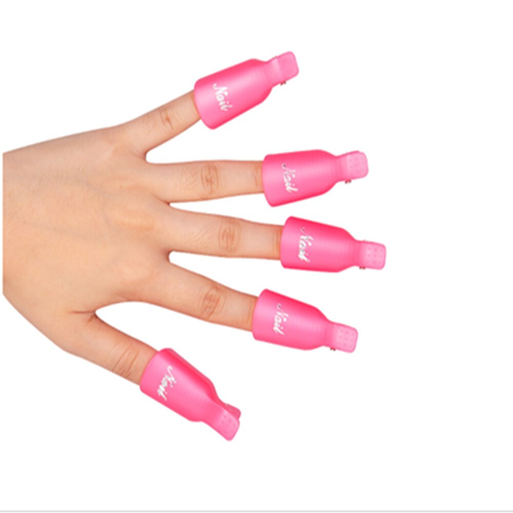 10 styks / 5 styks sæt polish gel makeup remover nail art uv neglelakfjerner polish pakke neglefjerner værktøj iblødsætningshætte klip: 10 pc