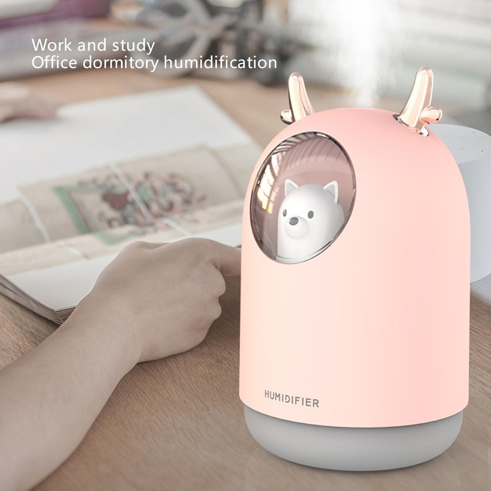 Schattige huisdier luchtbevochtiger usb luchtbevochtiger mini draagbare aromatherapie waterzuiveraar vernevelaar nachtlampje luchtbevochtiger: Roze