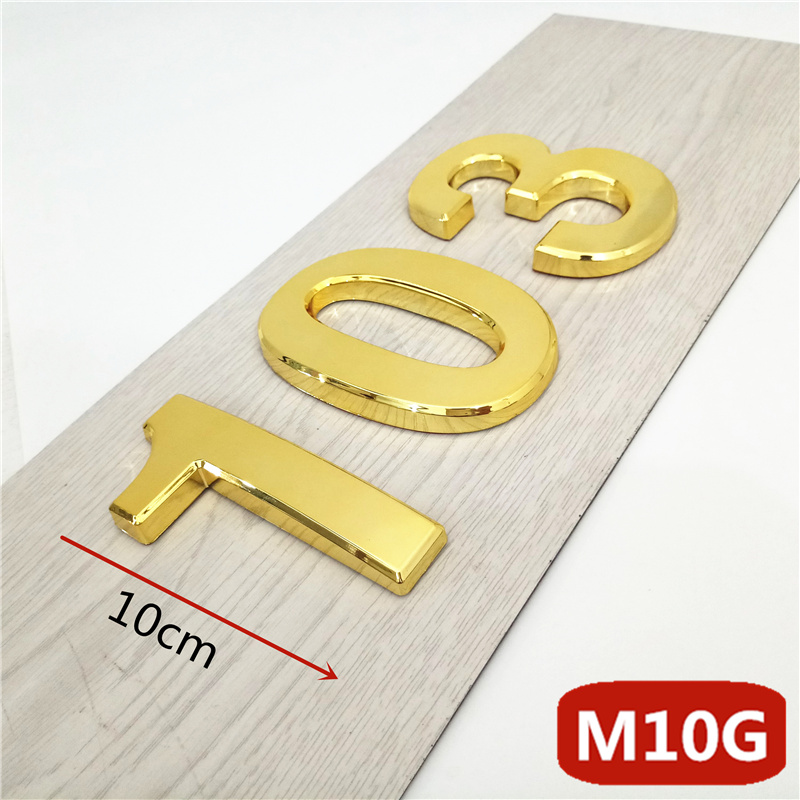 10cm 3D duży rozmiar nowoczesny dom numer drzwi hotelowe płyta adres domowy skrzynka pocztowa numery cyfry naklejki znak 0-9 złoty kolor