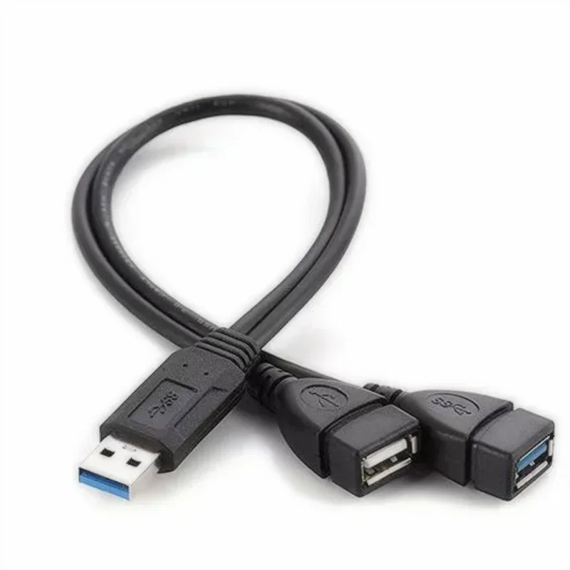 Uniwersalny rozdzielacz USB 3.0 2.0 męski na podwójny USB 3.0 żeński Jack 2-portowy koncentrator USB Adapter kabla do laptopa