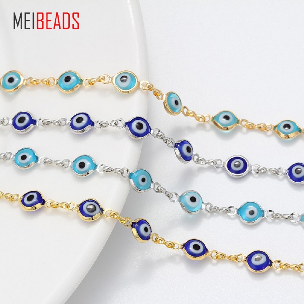 Meibeads Lichtmetalen Blauw/Lichtblauw Evil Eye Lucky Eye Bead Ketting Armband Voor Vrouwen Sieraden Bedels Armbanden EY153