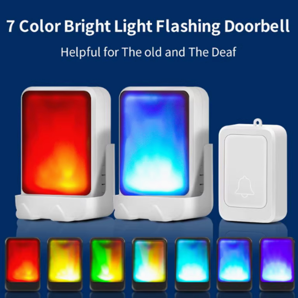 7-Farben-Lichtblitz, Musik-Türklingel, kabellose Türklingel, geeignet für Gehörlose/Schwerhörige, M usic, kann geändert werden