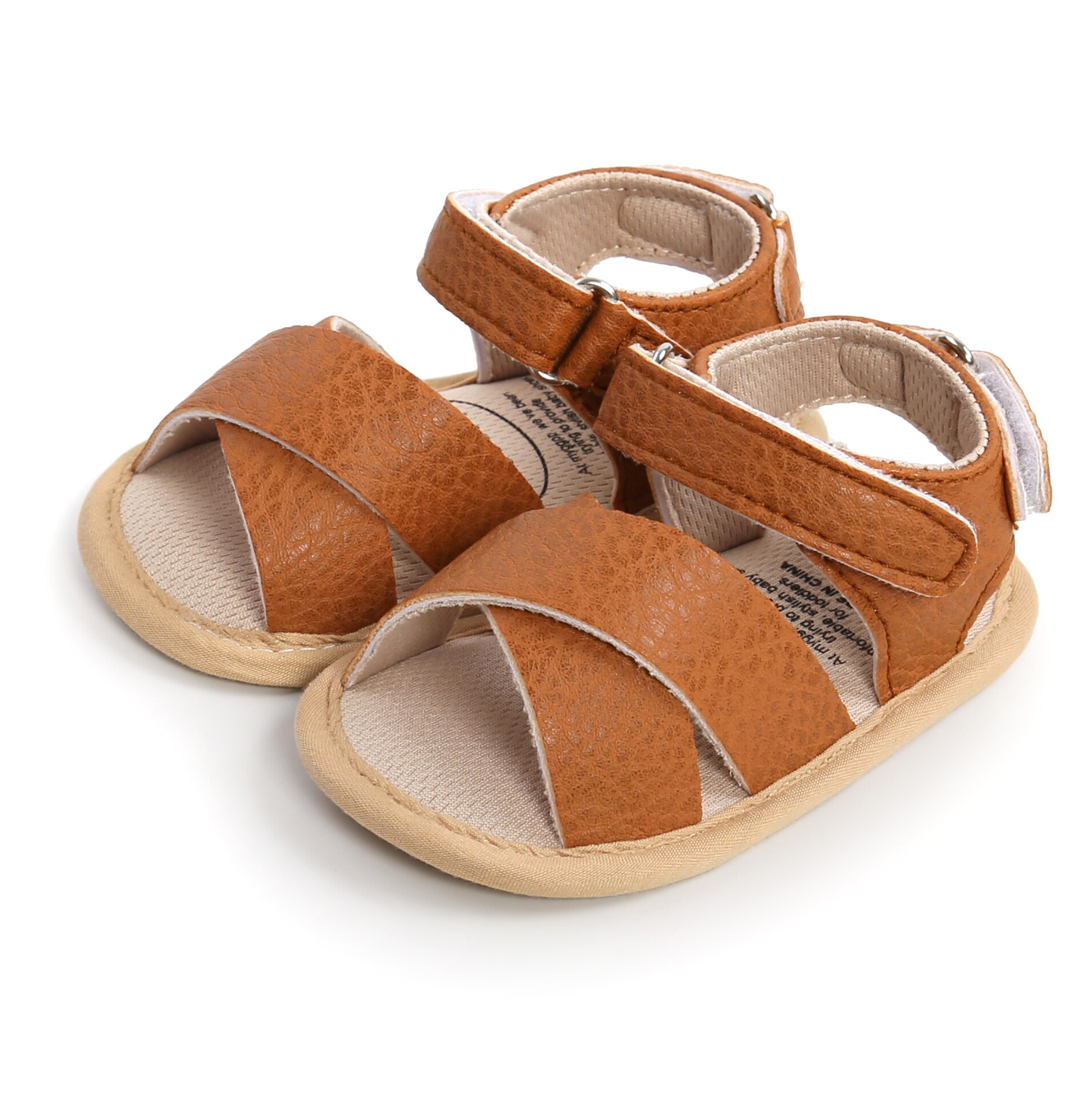 Baby Boys Girls Leather Shoes Summer Sandals Anti-Slip Open Toe Infant Flat Shoes With Criss Cross Strap Shoes 0-18Months: C / 13-18 Months