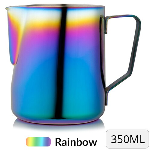 Roestvrij Steeel Melk Opschuimen Werper, 350ml Black Rainbow Koffie Melk Mokken, Koffie Melk Dampende Opschuimen voor Barista: Rainbow