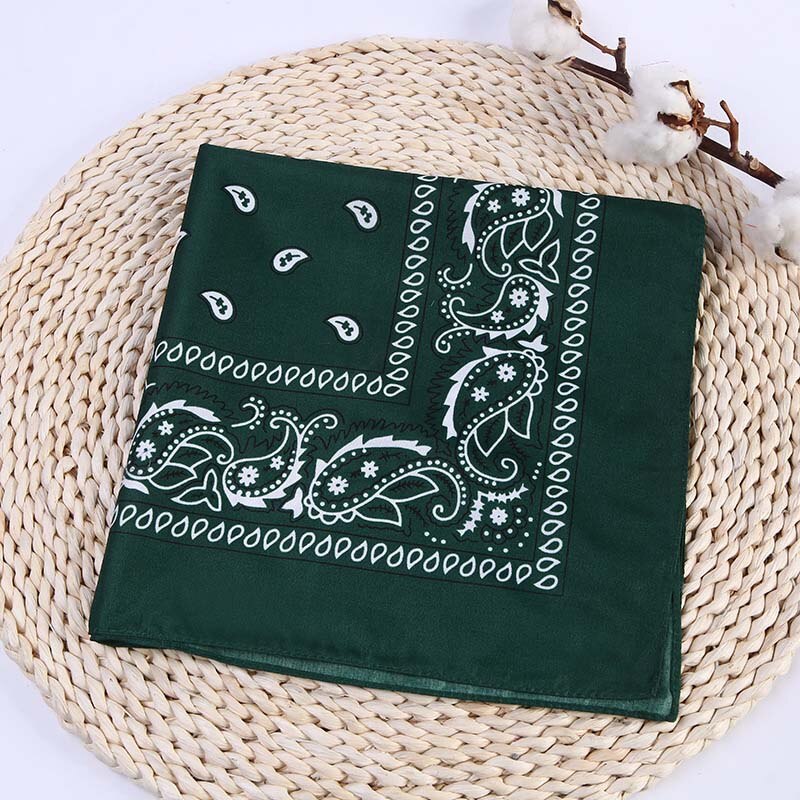 Vintage print bandana til kvinder hårtilbehør hovedtørklæde hovedbeklædning armbånd lomme håndklæde kvinde bandanas pandebånd 55*55cm: Mørkegrøn