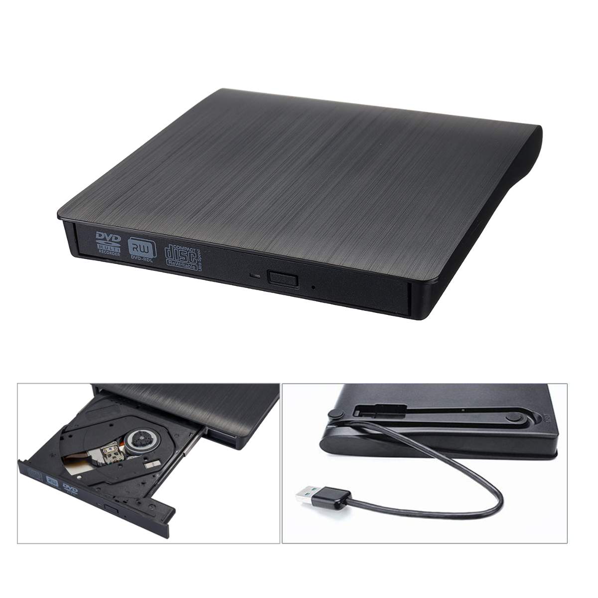 Externe USB2.0 DVD RW CD Writer Slim Drive Brander Reader Player Voor PC Laptop