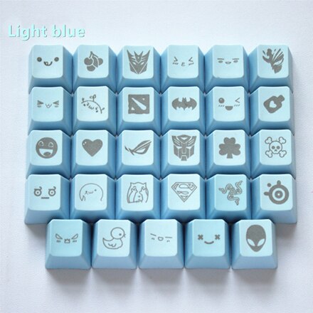 11 colors 29 Engraving graphics DIY PBT keycaps OEM R4 cherry MX switch mechanical keyboard keycap: light blue