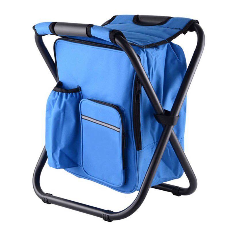 Multifunctional Foldable Camping Chair Seat with Picnic Bag Hiking Seat Bag ENA88: blue