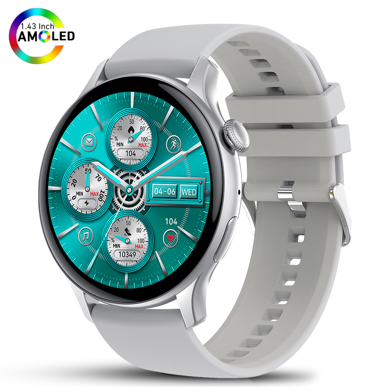 Nowy smartwatch 2025 z ekranem prawdziwy AMOLED HD, monitorowaniem zdrowia kobiet, sterowaniem głosowym AI, połączeniami Bluetooth, kompatybilny z Androidem i iOS.: czarny