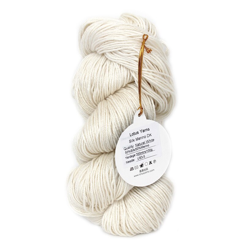 100g Silk Merino Yarn Fingering DK Weight Hand Knitting Crochet Undyed DIY Natural White Soft