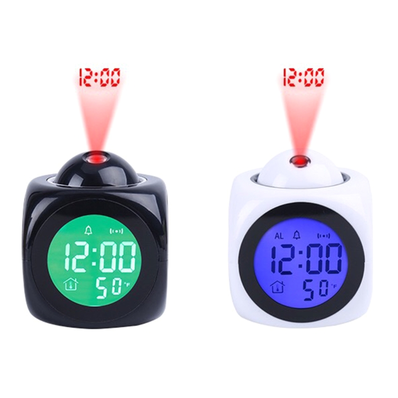 Digitale Wekker Muur Projectie Met Snooze Functie Lcd-scherm Thermometer ℃/℉ Tijd Voice Alarm Led Backlight