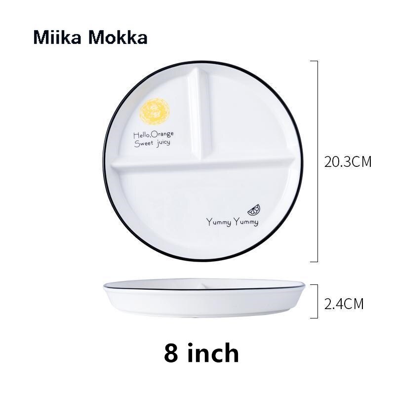 Ceramic Plate Cartoon Cute Ceramic Children's Breakfast Bowl Dish Dessert Fruit Snack Plate Dinner Plates Plates Set: D  orange