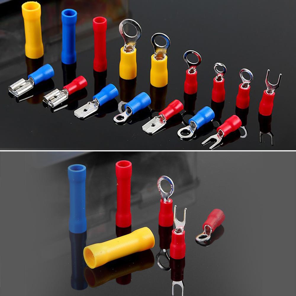 1200PCS Insulated Cable Connector Electrical Wire Assorted Crimp Spade Butt Ring Fork Set Ring Lugs Rolled Terminals Kit