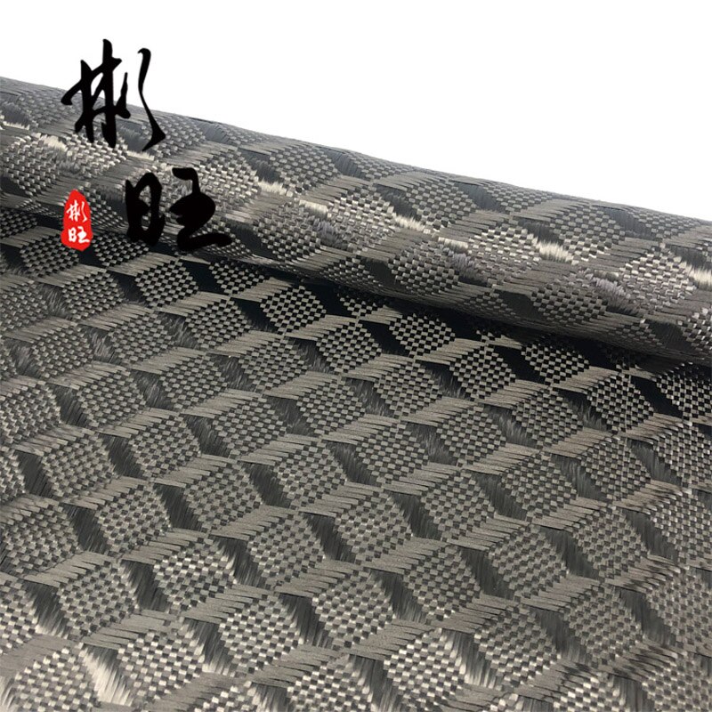 3K 240G Cubed jacquard carbon fiber cloth, 3k Pure black carbon fiber cloth，High strength, high toughness