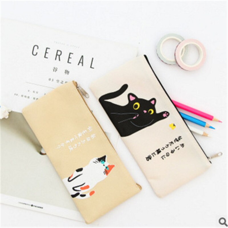 Meisjes Cartoon Make Pouch Canvas Vrouwen Cosmetische Tas Leuke Kat Toilettas Wassen Pocket Reizen Noodzakelijk Borstel Organizer Tassen