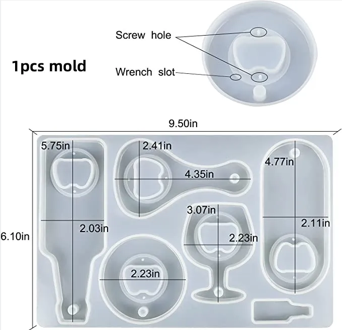 Kit d'inserts pour ouvre-bouteille, inserts ronds en acier inoxydable avec vis et tournevis pour ouvre-bouteille, moule de bricolage: GRIS