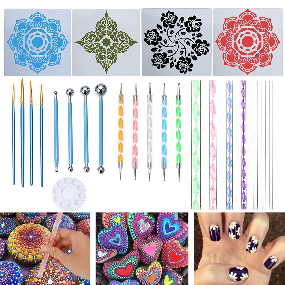 5 stuks embossing stylus set dubbele einde tracing dotting tool stylus, nagel stippen pen, reliëf kunst, voor embossing kunst, koolstof transfer papier Mandala rotsschilderij, aardewerk klei