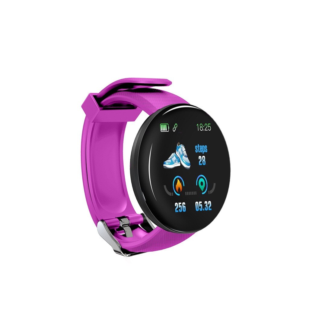 50 # D18 Intelligente Della Vigilanza Donne Degli Uomini di Pressione Sanguigna Rotonda Smartwatch Impermeabile di Sport Intelligente Orologio Inseguitore di Fitness Per Android Ios: Purple 