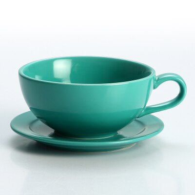 250ML Ceramic Coffee Mug With Saucer Colourful Vintage Coffee Cup Set Cappuccino Cups Mocha Tea Milk Drinking Utensils: Ggreen Mug