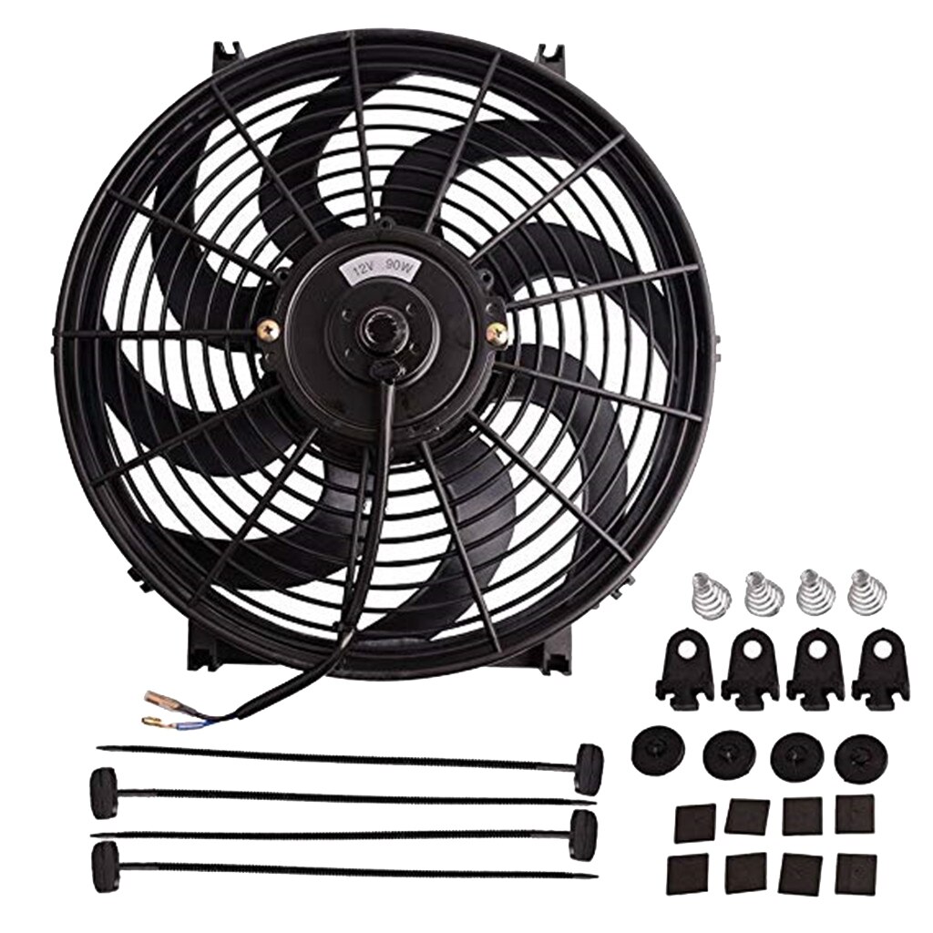 14 Inch 2250CFM Slim Line Universal Electric 12v Radiator Cooling Fan -Black